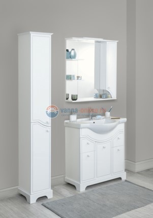 Зеркальный шкаф Акватон Элен 85 1A218802EN010, с подсветкой, цвет - белый