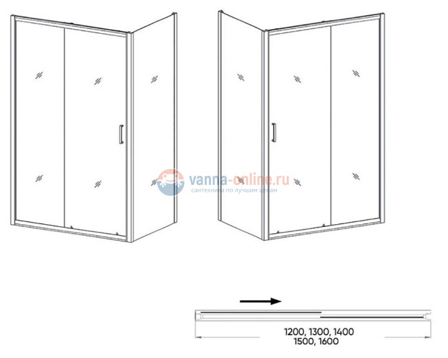 Душевой уголок Orange E23-16080TCR, 160 x 80 см, без поддона Душевой уголок Orange E23-16080TCR, 160 x 80 см, без поддона