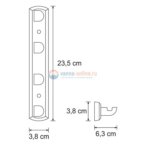 Кронштейн WasserKraft Kammel К-8374 настенный, 4 крючка
