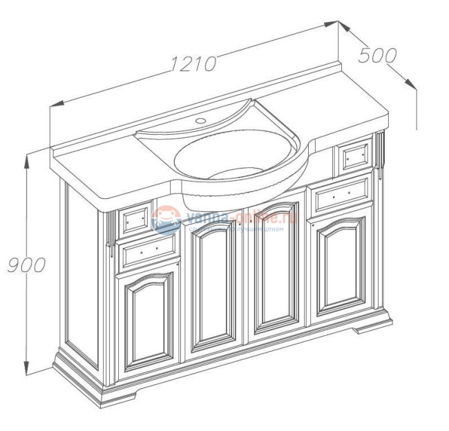 Тумба под раковину Opadiris Риспекто 120, Z0000009687, слоновая кость Тумба под раковину Opadiris Риспекто 120, Z0000009687, слоновая кость