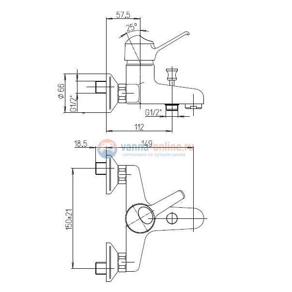 Смеситель для ванны Paini Creta без аксессура Смеситель для ванны Paini Creta без аксессура