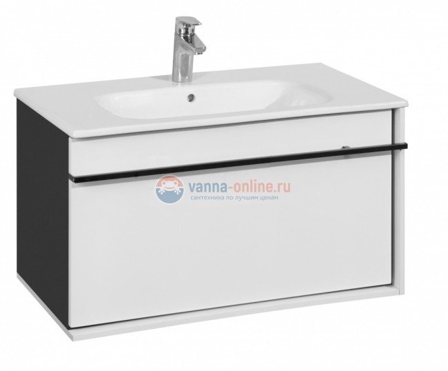 Тумба под раковину Roca Aneto 80 см, 7.8574.3.080.6, белая глянцевая, боковая сторона черная