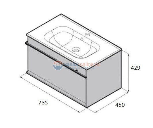 Тумба под раковину Roca Aneto 80 см, 7.8574.3.080.6, белая глянцевая, боковая сторона черная