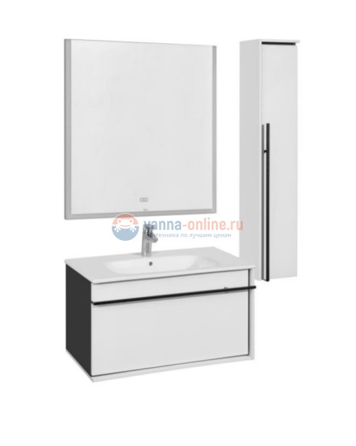 Тумба под раковину Roca Aneto 80 см, 7.8574.3.080.6, белая глянцевая, боковая сторона черная