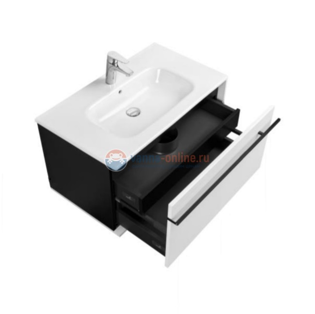 Тумба под раковину Roca Aneto 80 см, 7.8574.3.080.6, белая глянцевая, боковая сторона черная