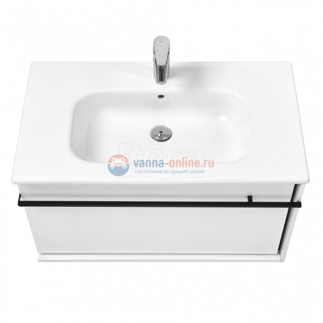 Тумба под раковину Roca Aneto 80 см, 7.8574.3.080.6, белая глянцевая, боковая сторона черная