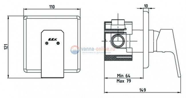 Смеситель E.C.A Tiera 102152005EX для душа Смеситель E.C.A Tiera 102152005EX для душа