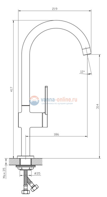 Смеситель Orange Splito M36-000cr для кухонной мойки