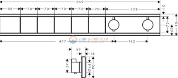 Смеситель для душа Hansgrohe RainSelect 15382670, 4 потребителя, термостатический, черный матовый Смеситель для душа Hansgrohe RainSelect 15382670, 4 потребителя, термостатический, черный матовый