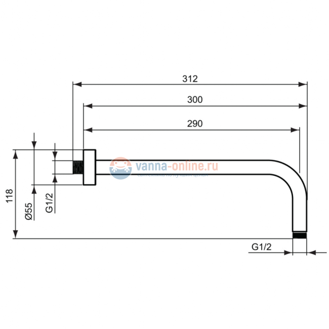 Держатель верхнего душа Ideal Standard  IDEALRAIN B9444AA для душа
