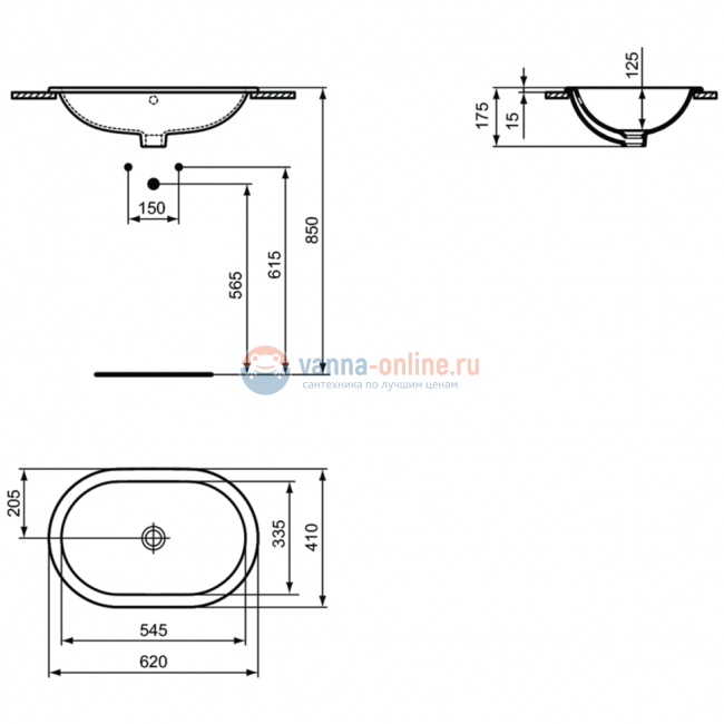 Раковина 62X41 см Ideal Standard CONNECT E504901 Раковина 62X41 см Ideal Standard CONNECT E504901