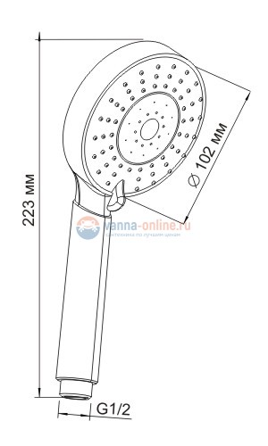 Душевая лейка WasserKRAFT A032, 5-функциональная, хром Душевая лейка WasserKRAFT A032, 5-функциональная, хром