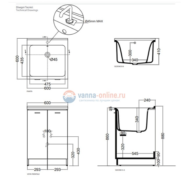 Раковина Kerasan Aquadom 029401*0, 60 x 60 см, без отверстия, без тумбы и сифона 7535, белый