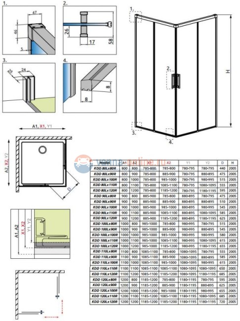 Душевой уголок Radaway Idea KDD 100 x 110 см, стекло прозрачное