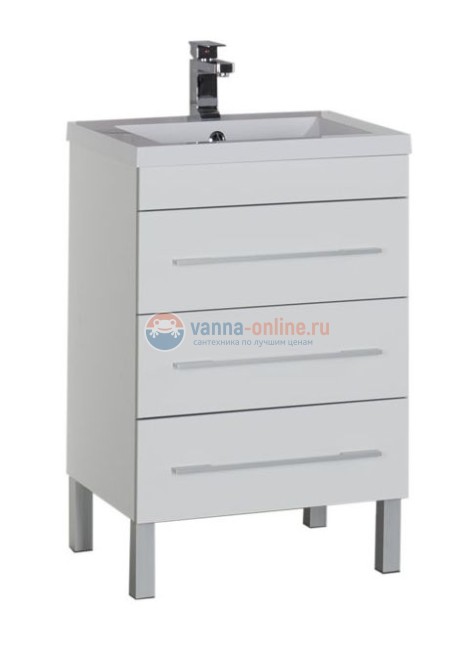 Тумба под раковину Aquanet Верона 58 напольная (3 ящика) 00178253, цвет белый