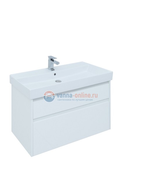 Тумба под раковину Aquanet Nova Lite 100, 2 ящика, белый глянец (242581)