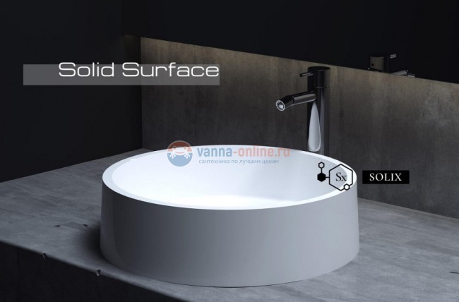 Раковина накладная Salini Gloria 301, 44 x 44 x 12,5 см, из материала Solix, матовая белая 1102201M