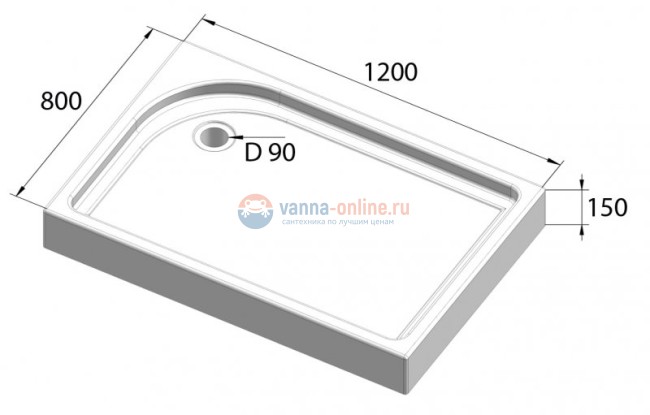 Душевой поддон BelBagno TRAY-BB-AH-120/80-15-W-R 120x80 см с сифоном