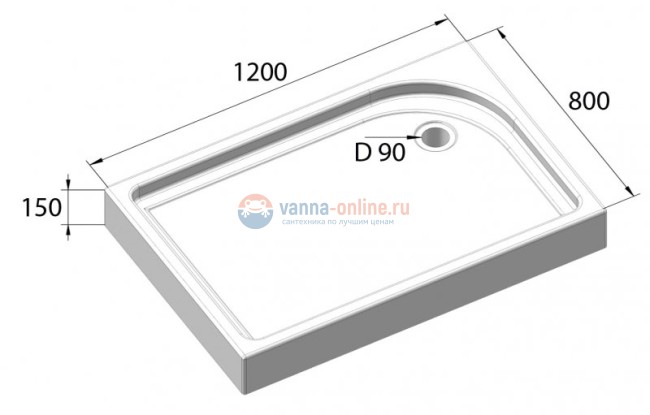 Душевой поддон BelBagno TRAY-BB-AH-120/80-15-W-R 120x80 см с сифоном