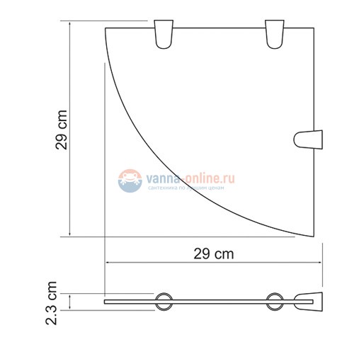Полка стеклянная угловая WasserKRAFT 533 Полка стеклянная угловая WasserKRAFT 533