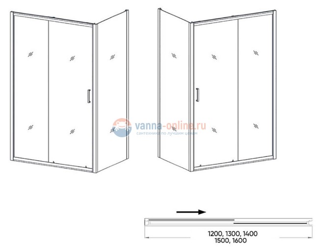 Душевой уголок Orange E23-12090TCR, 120 x 90 см, без поддона Душевой уголок Orange E23-12090TCR, 120 x 90 см, без поддона