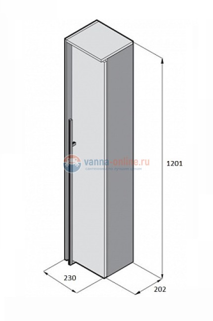 Пенал Roca Aneto 23 см, 7.8574.3.180.6, белый глянцевый,черная боковая сторона