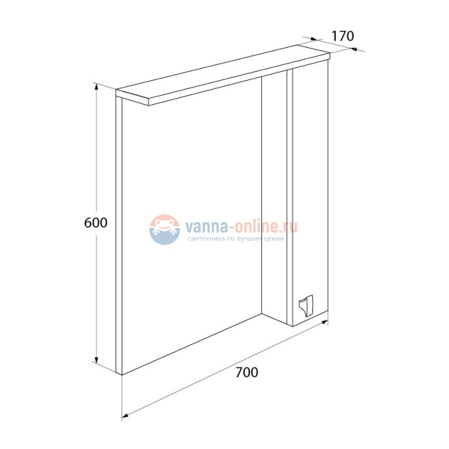 Зеркальный шкаф Iddis Rise RIS70W0i99, 70 см, цвет - белый, правый
