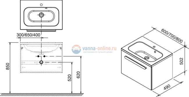 Тумба под раковину Ravak Chrome SDU 600 оникс/белая X000000531