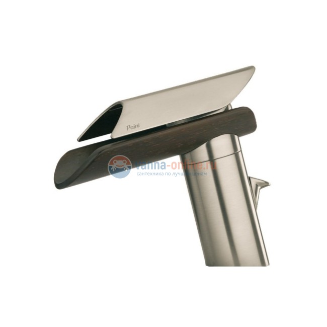 Смеситель для раковины Paini Morgana с донным клапаном, никель, излив темное дерево Смеситель для раковины Paini Morgana с донным клапаном, никель, излив темное дерево