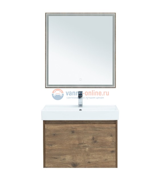 Тумба с раковиной Aquanet Nova Lite 75, 1 + 1 ящик в ящике, дуб рустикальный