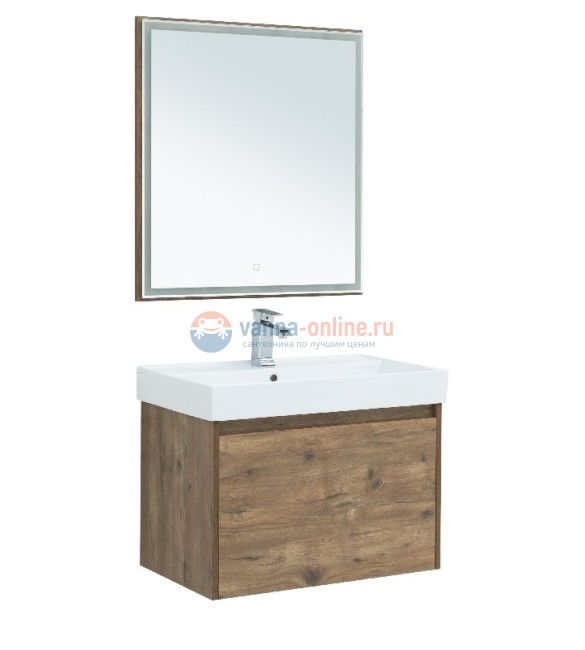 Тумба с раковиной Aquanet Nova Lite 75, 1 + 1 ящик в ящике, дуб рустикальный