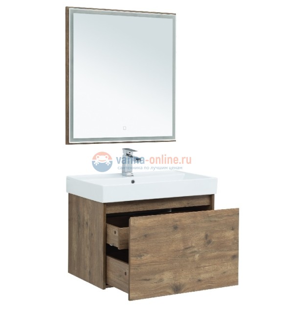 Тумба с раковиной Aquanet Nova Lite 75, 1 + 1 ящик в ящике, дуб рустикальный