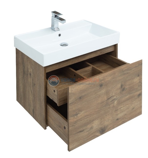 Тумба с раковиной Aquanet Nova Lite 75, 1 + 1 ящик в ящике, дуб рустикальный