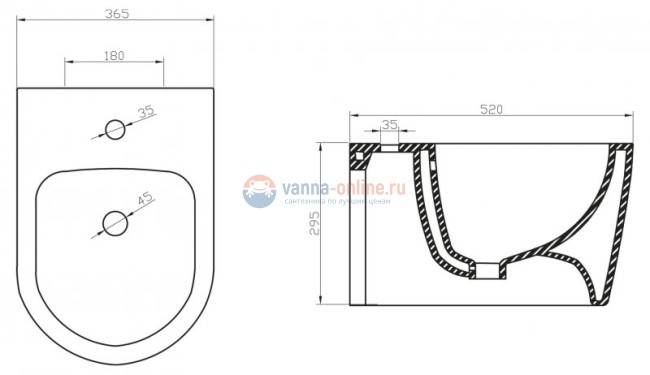 Биде BelBagno Marino BB105BH, подвесное Биде BelBagno Marino BB105BH, подвесное