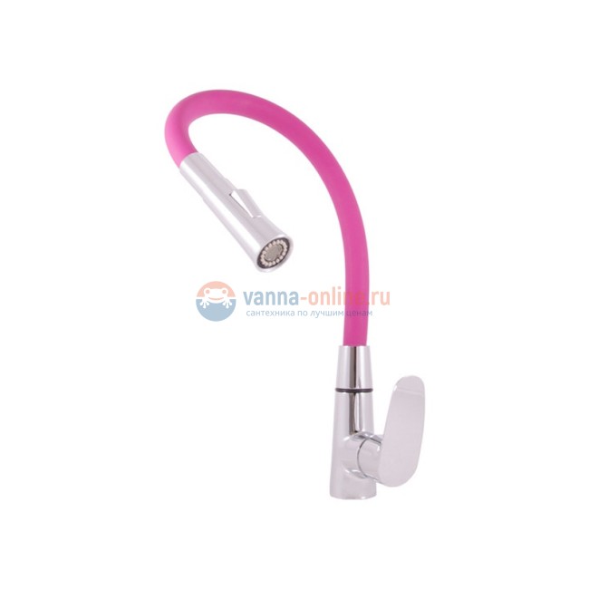 Смеситель для кухонной мойки Rav-Slezak Amur AM719.5/12R, с гибким изливом и душем, хром/розовый