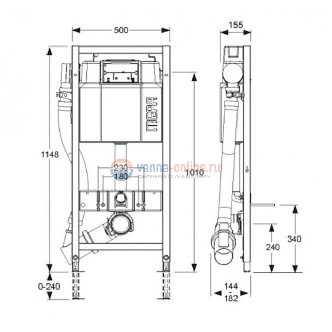 Инсталляция для унитаза Mepa VariVIT A31 514808, с удалением запаха