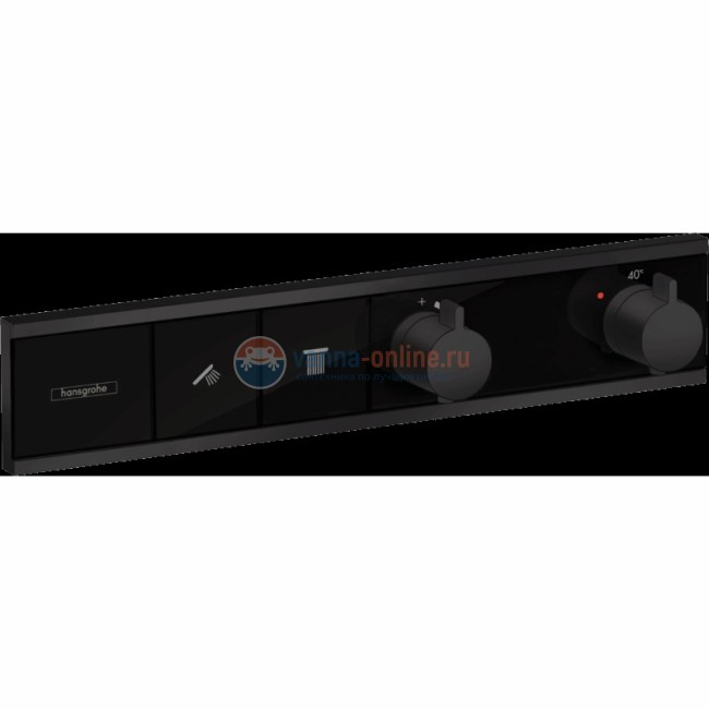 Смеситель для душа Hansgrohe RainSelect 15380670, 2 потребителя, термостатический, черный матовый Смеситель для душа Hansgrohe RainSelect 15380670, 2 потребителя, термостатический, черный матовый