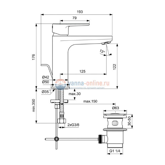 Промо-комплект смесителей 3 в 1 Ideal Standard CERATHERM T25 BC984AA Промо-комплект смесителей 3 в 1 Ideal Standard CERATHERM T25 BC984AA