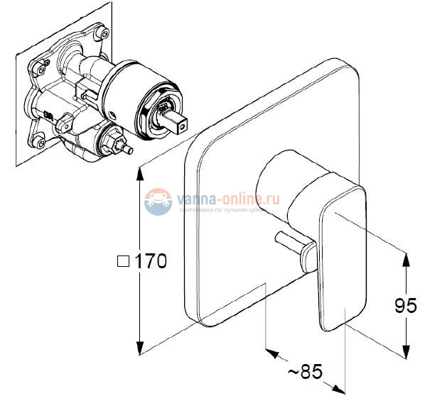 Смеситель для ванны и душа Kludi Pure&Style 406500575 Смеситель для ванны и душа Kludi Pure&Style 406500575
