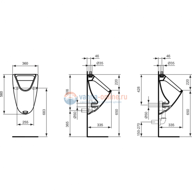 Писсуар Ideal Standard ECCO-EUROVIT K553901 Писсуар Ideal Standard ECCO-EUROVIT K553901