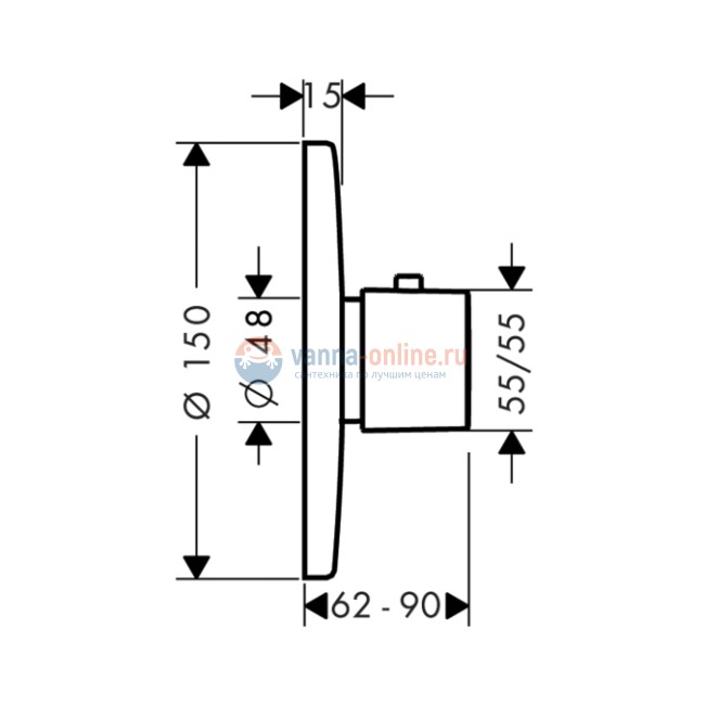 Смеситель Hansgrohe Ecostat E 31570000 для душа (внешняя часть)