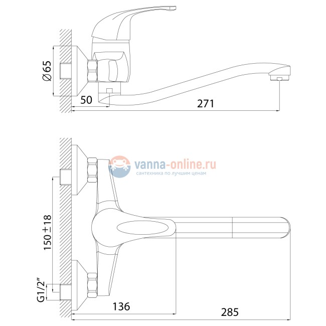 Смеситель Rossinka C40-24 15 х 28.5 х 28 для кухни