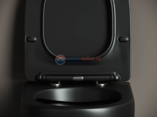 Подвесной безободковый унитаз Ceramica Nova Metropol Rimless черный матовый, сиденье микролифт, CN4002MB