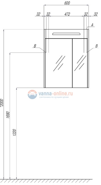 Шкаф - зеркало Акватон Сильва 60 Шкаф - зеркало Акватон Сильва 60
