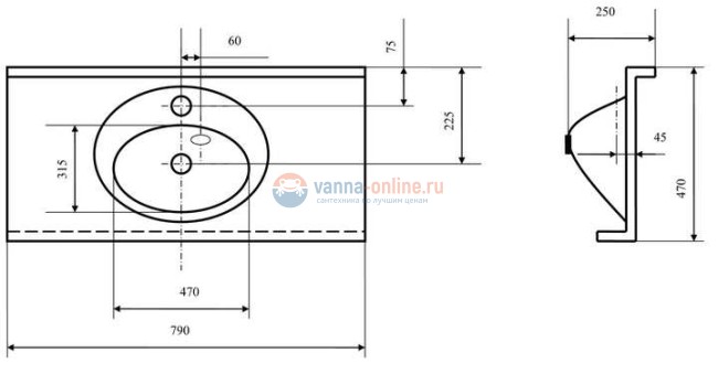 Раковина Акватон Отель 3/800, 1A70063NOT010 Раковина Акватон Отель 3/800, 1A70063NOT010