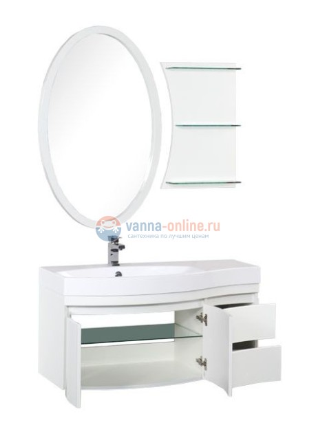 Тумба под раковину Aquanet Опера 2-115 L (2 дверцы, 2 ящика) 00169613, левая, цвет белый Тумба под раковину Aquanet Опера 2-115 L (2 дверцы, 2 ящика) 00169613, левая, цвет белый