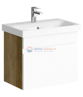 Тумба под раковину Aqwella Smart 60 см, фасад белый, корпус дуб балтийский