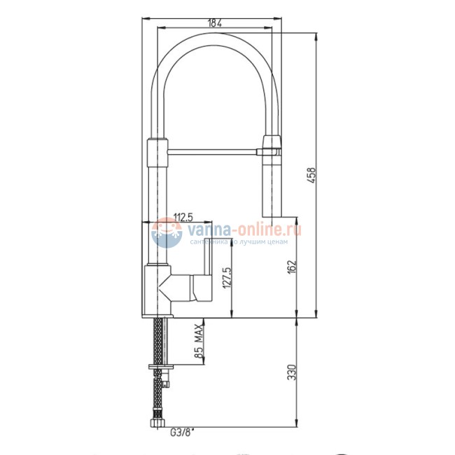 Смеситель для кухни Paini Cox гибкий излив черный Смеситель для кухни Paini Cox гибкий излив черный