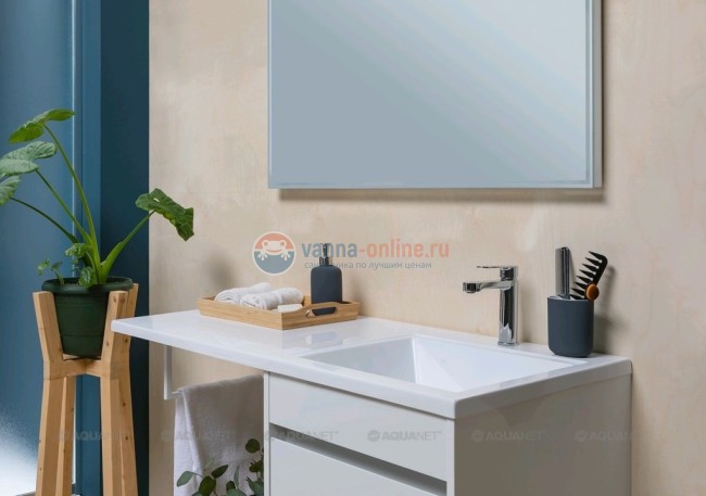 Тумба с раковиной Aquanet Токио 48 00236915 (подвесная, 1 ящик), цвет белый