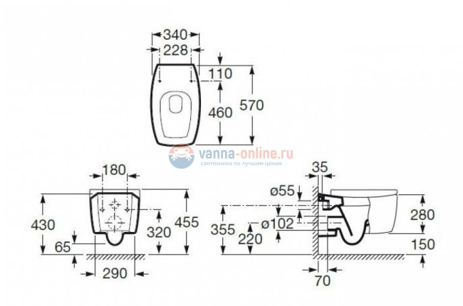 Подвесной унитаз Roca Tiber 346267000 Подвесной унитаз Roca Tiber 346267000
